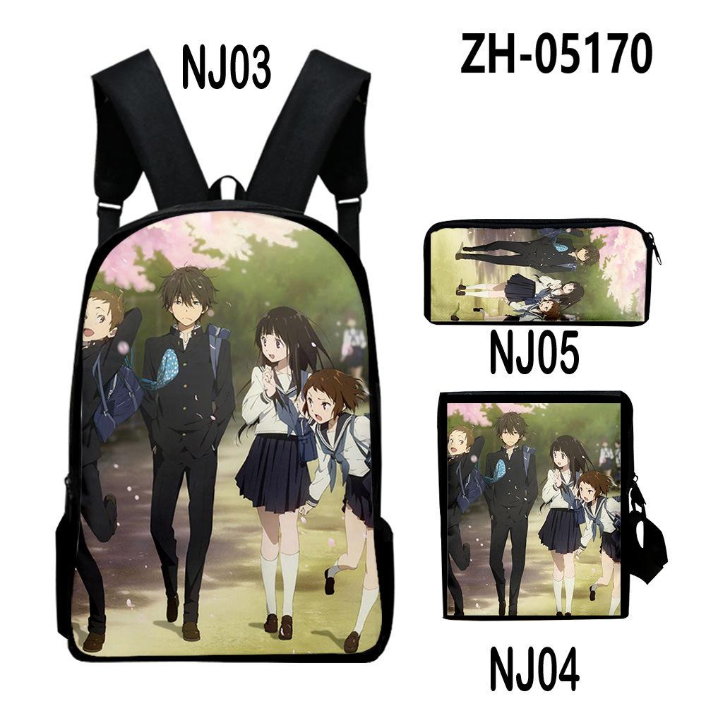 Timeless Unique Cool Danmachi 3D Design 3pcs/Set pupil Learner Bags Everyday Laptop Rucksack Backpack Sling Carry Tote Pencil Pouch