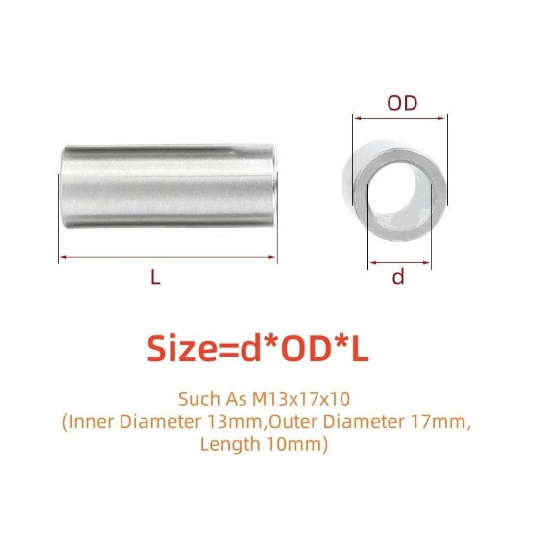 Unthreaded Standoff Spacer M13M14M15M16M17M18M20 304 Stainless Steel Bushing Washer Round Hollow Gasket Sleeve Length 6-30mm