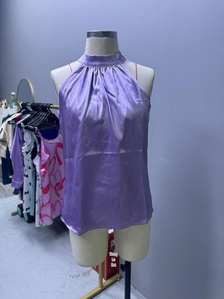 Autumn Satin Solid Color Off-the-Shoulder Halter Top for Women