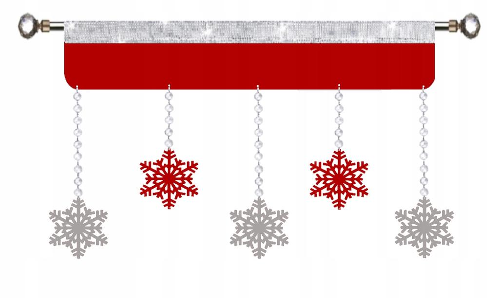 Christmas curtain Lambrequin SNOWFLAKES glamorous Christmas Winter 90 red