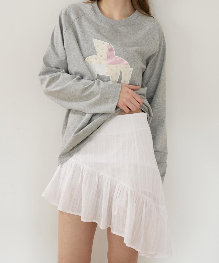 Letter From Moon Candle Asymmetrical Frill Skirt (White)