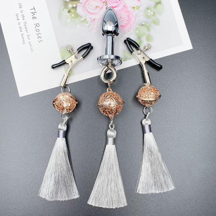 Tassel Palace: Wearable Nipple Clamps with Charms - Erotic SM Accessories for Women