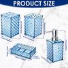4Pcs Bathroom Accessories Sets Lotion Dispenser Pump Bottle Toothbrush Holder Mouthwash Cup Soap Dish Clear Diamond Pattern