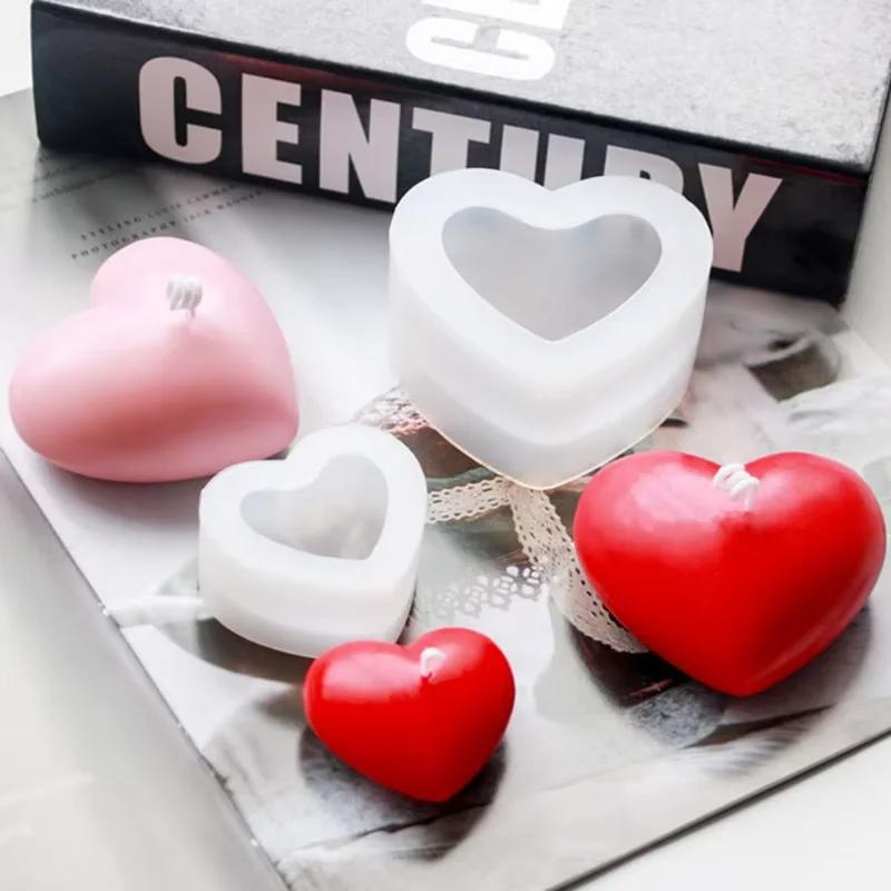 DIY Heart Shape Silicone Candle Mold Baking Cake Decoration 3D Handmade Soap Aromatherapy Soy Wax Epoxy Resin Chocolate Mould