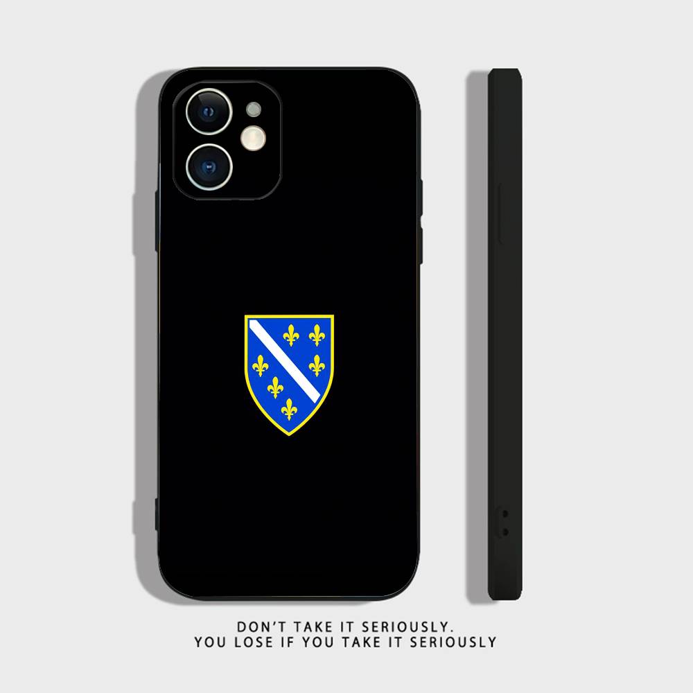

For iPhone 17,16,15,14,13,12,11,Pro,X,XS,Max,XR,Plus,Mini Bosnia and Herzegovina Flag Silicone Phone Case Black Shockproof TPU iPhone14promax