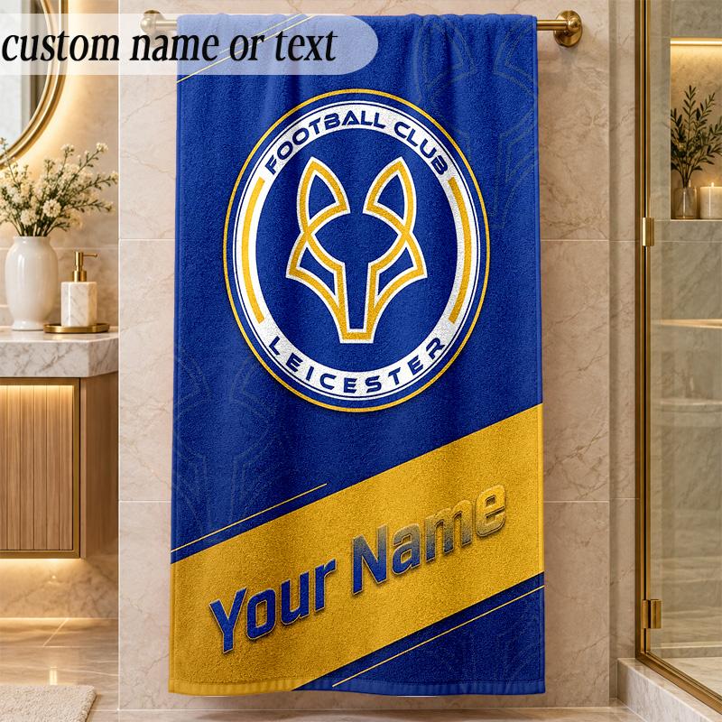 Beach TowelLeicester City Custom Name Text Personalized Soft Towel for Beach Pool Indoor Home Decor Gift
