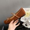 Ballet single shoes bow one-word buckle Mary Jane women's shoes 2025 autumn flat inner height increase shallow mouth shoes