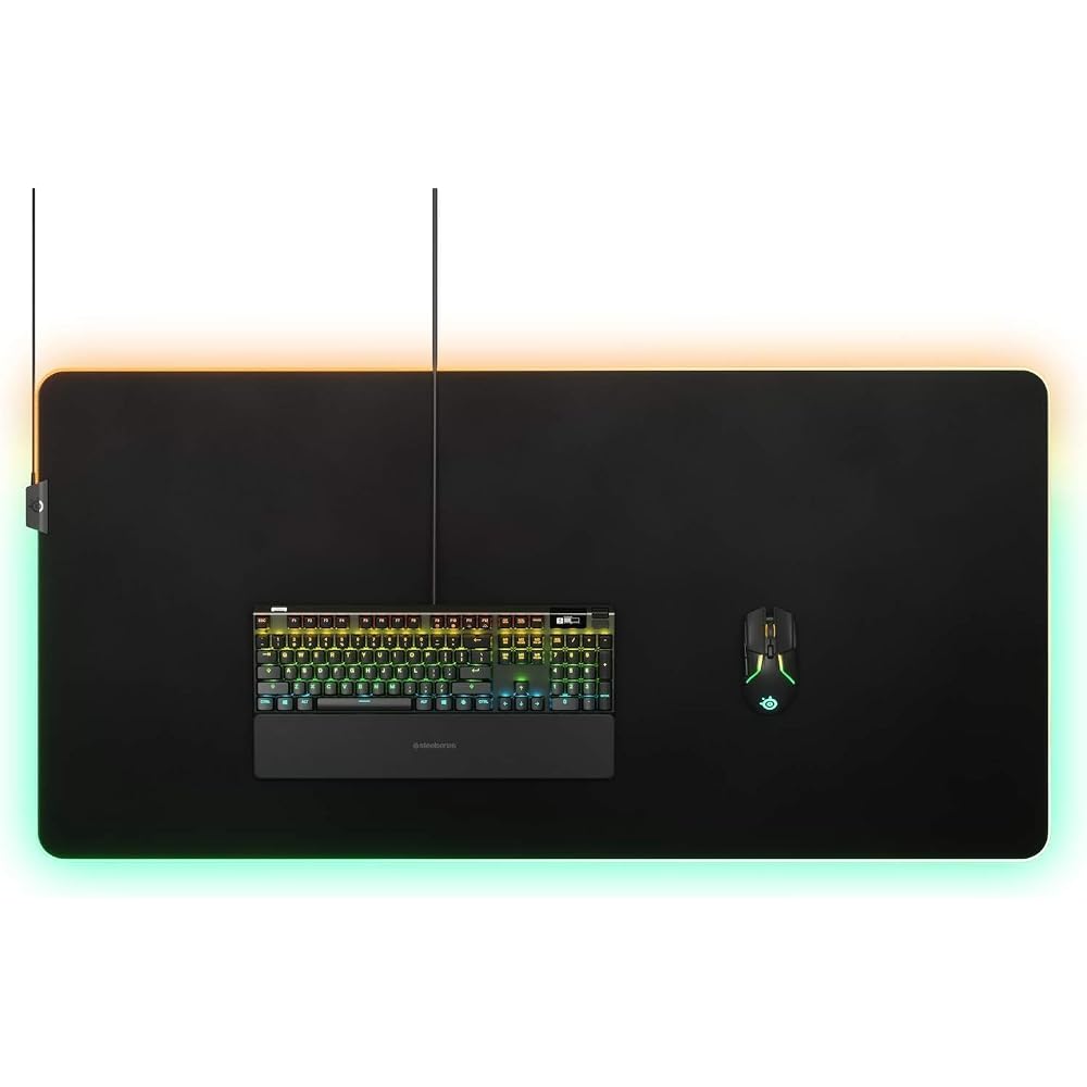SteelSeries QcK Prism 3XL Gaming Mouse Pad Large RGB Illumination Non-Slip Rubber Base 12.2cm x 59cm x 0.4cm