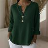 Damtoppar V-ringning Knappar Halvknäppning Långärmad Pullovertoppar Enfärgad Lös passform Våffelstruktur Mjuk Stretchig Vardagstoppar