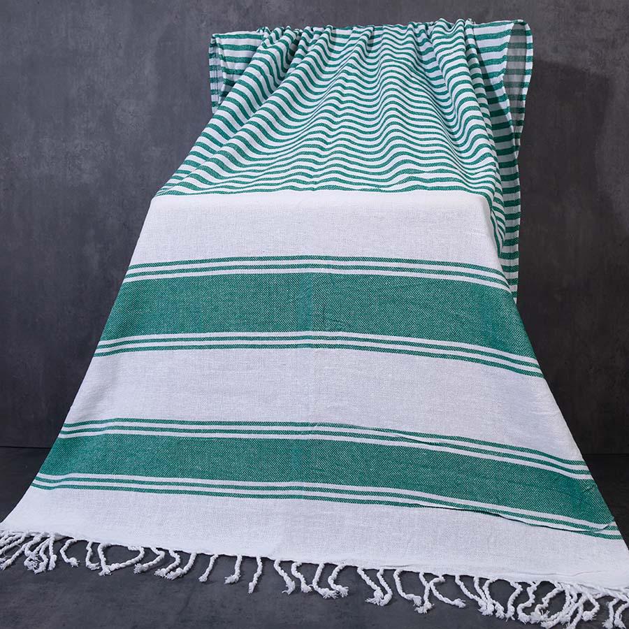 Wide & Narrow Stripe Tassel Bath Towel, Minimalist Turkish Polyester-Cotton Beach Shawl