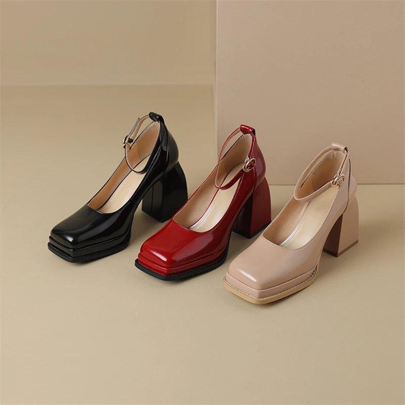 Compre Meotina Sapatos femininos de couro legítimo com tira no