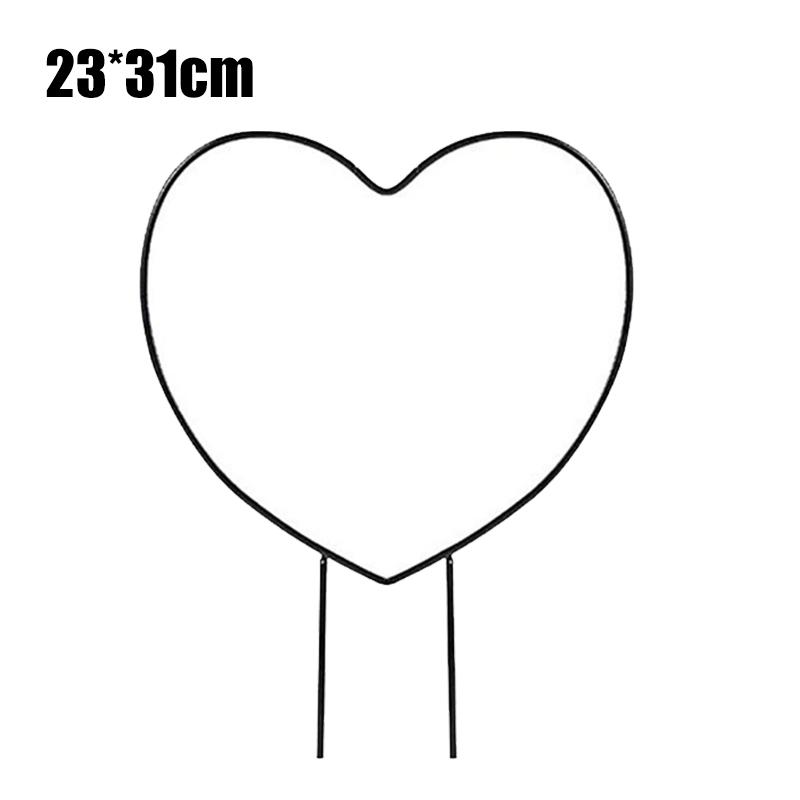 1Pc Garden Plant Support Stake Stand Round Vine Climbing Rack Ironheart-Shaped Flower Plant Trellis Support Frame Garden Tools