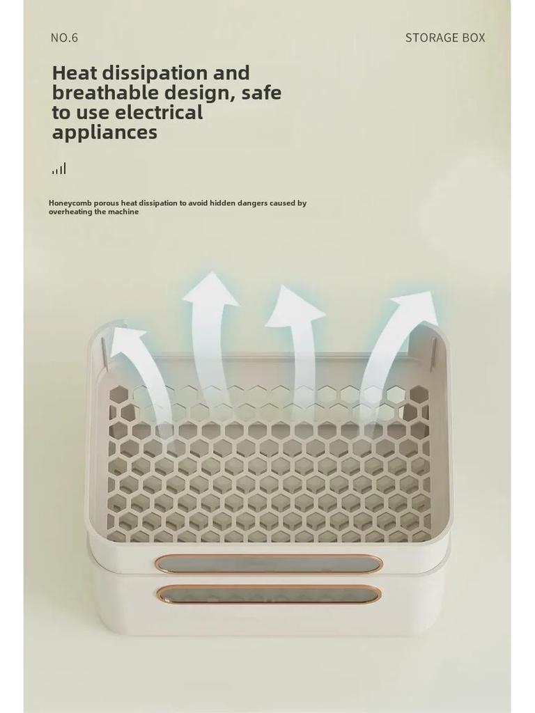 Wielowarstwowe pudełko do przechowywania w stylu kremowym na routery WiFi i półki na dekodery TV