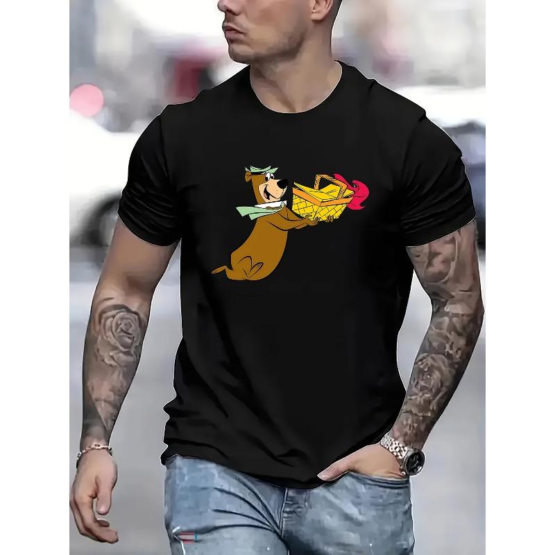 

Casual Men S Short Sleeve T-Shirt with Cute Cartoon Animal Pattern | Comfortable and Breathable,Crew Neck, Ideal for Daily Wear and Outdoor Activities 4XL чорний