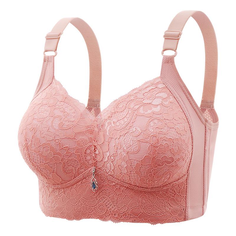 2024 Lace Floral Wire-Free Plus Size Bra with Sponge Cups
