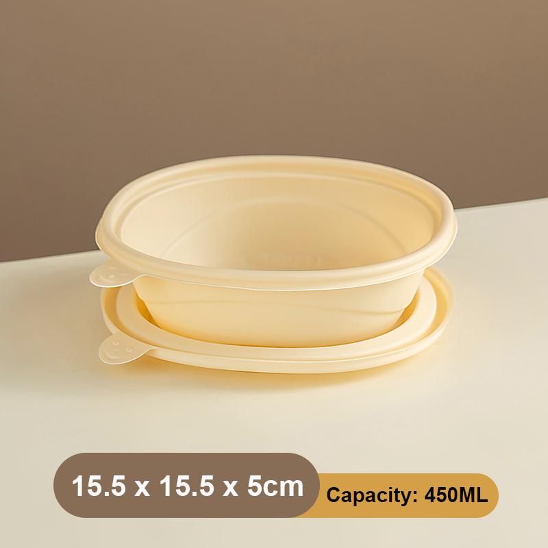 20Pcs Biodegradable Food Containers with Lids, Disposable Takeout Boxes, Salad Fruit Bowls, Microwavable Freezer Safe