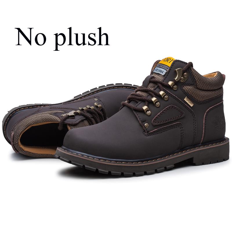 Winter Men Ankle Work Shoes Boots Leather Outdoor Working Shoes Plush Warm Werkschoenen Botines Hombre