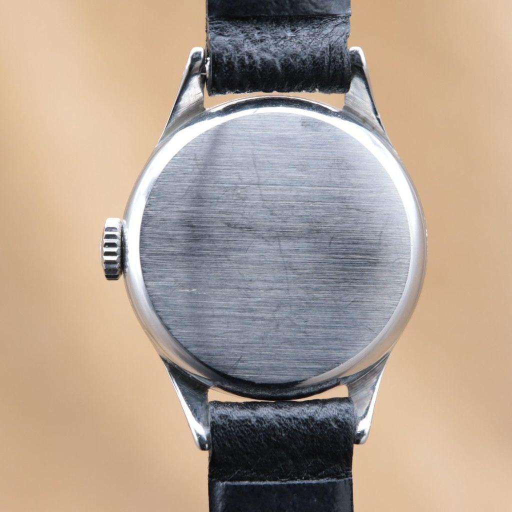 Used MOVADO Vintage Manual Winding Bar Index Silver SS Stainless Steel Leather Belt Replaced Rare Vintage Antique [6 Month Warranty] CH47