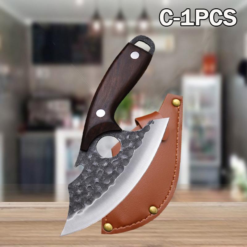 

Кухонный нож шеф-повара из нержавеющей стали, ручной ковки, мясницкий нож с ножнами, многофункциональный мясницкий нож, обвалочный нож, универсальный нож