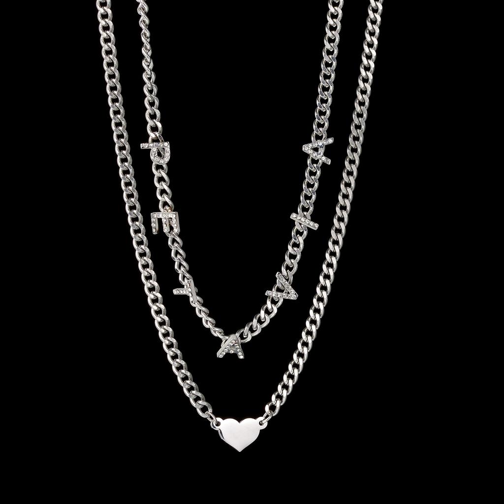 Atoztide Personalized Custom Name Necklace for Women Men Heart Biterfly Pendant Stainless Steel Choker Link Chain Jewelry Gifts