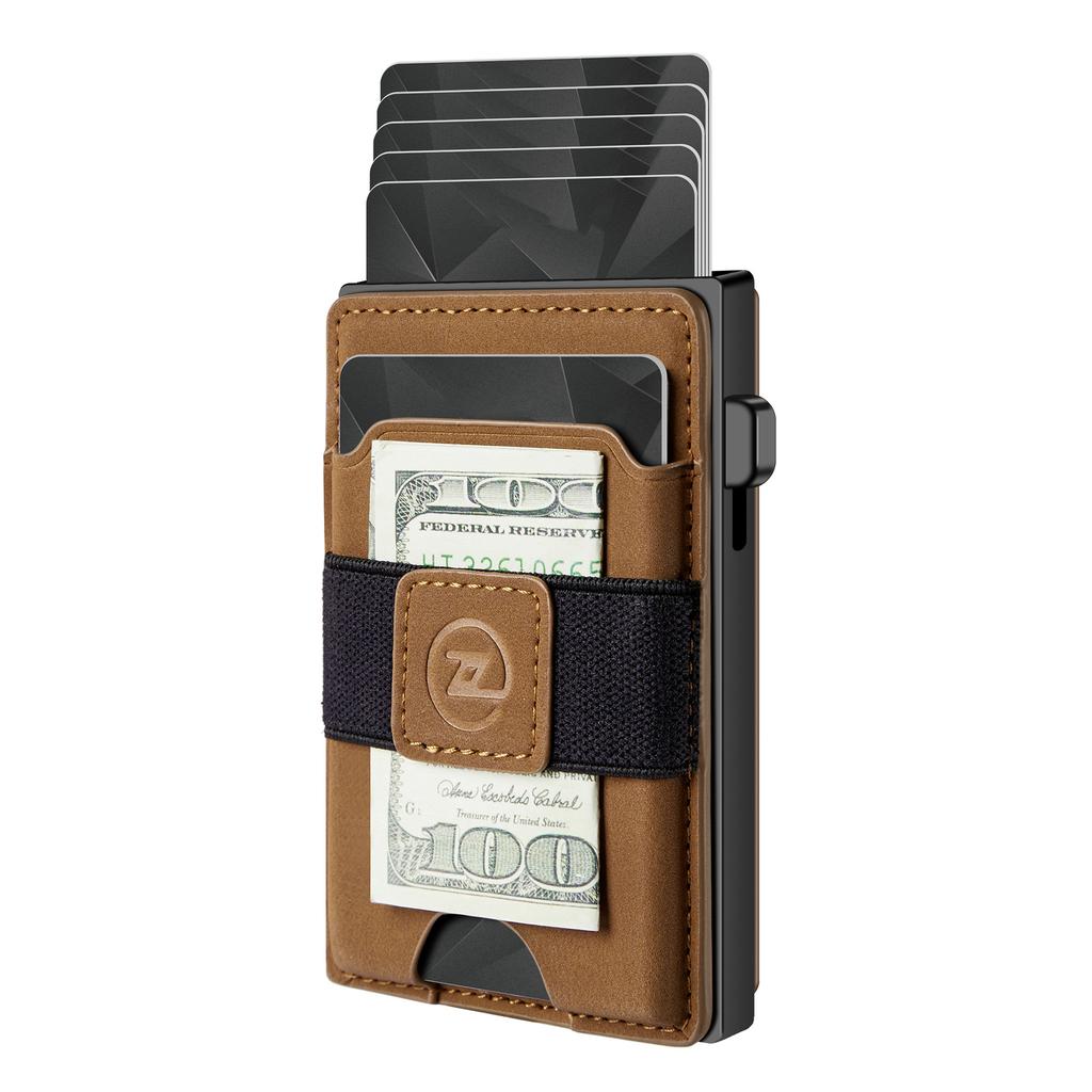 Geantă Nouă pentru Carduri de Bărbați RFID Capacitate Mare Cutie Automată pentru Carduri Multifuncțională Portabilă Magnetică Geantă pentru Carduri de Telefon Mobil Portofel din Piele