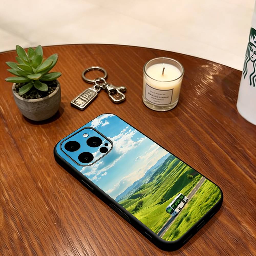 Grassland Phone Case For iPhone 17,16,15,14,13,12,11 Plus,Pro Max,XS,Soft Silicone Black Cover