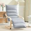 Lounge Chair Made of Birch Wood, Upholstered Armchair with Adjustable Footrest, Modern Armchair, Light Gray
