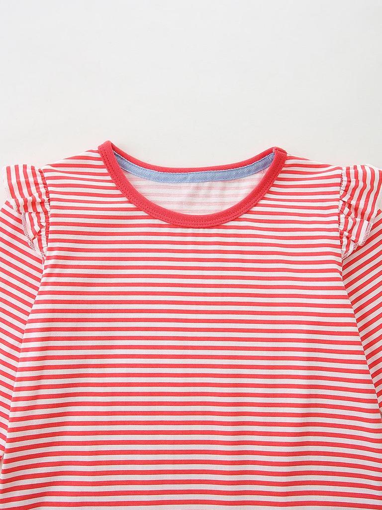 Autumn European Style Girls' Striped Princess Dress with Dog Patch