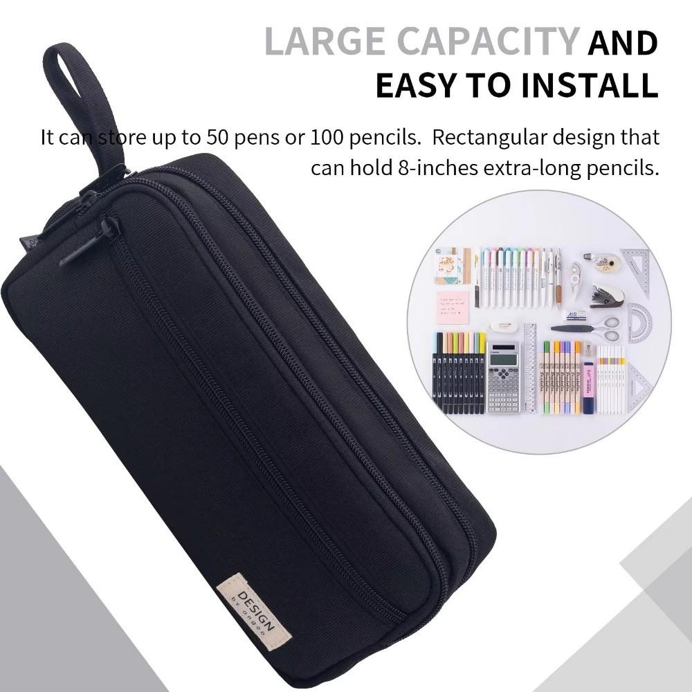 Large Capacity Pencil Bag Zippered Marker Pouch Multi-Functional Pen Organizer  College Use