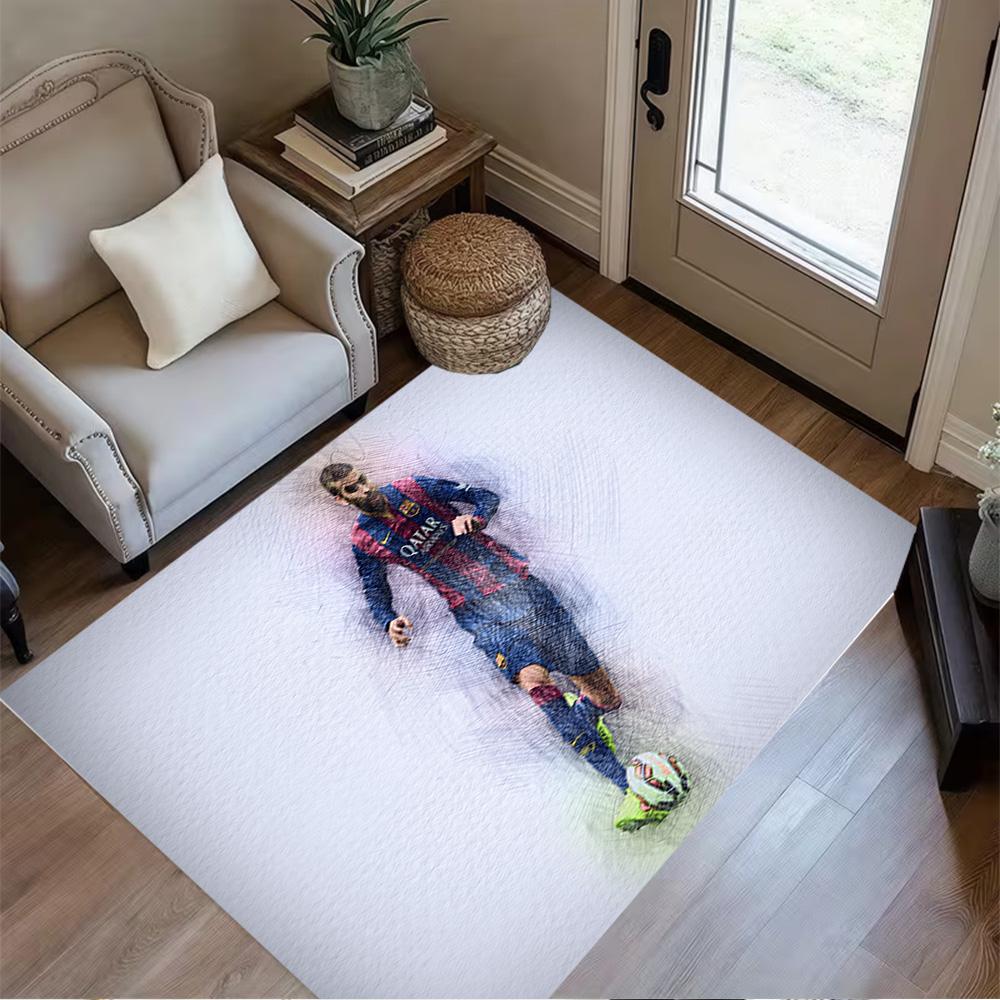 Dynamic Soccer Player Pose Floor Rug Office Rug Perfect for Hallway Dormitory Bedrooms Living Rooms Anti-slip Rug Office home decor Spiritual Gift