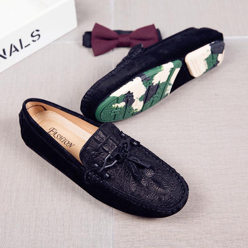 Fashion Hot Sale Brand Men Loafers Genuine Leather Suede Men's Casual Shoes Moccasins Slip On Boat Shoes Fashion Tassel Driving Flats
