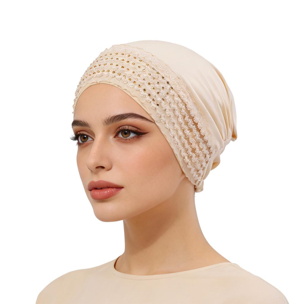 Silk Cotton Sunshade Headscarf With Adjustable Fit And Rhinestone Decor For Summer And Winter Fashion