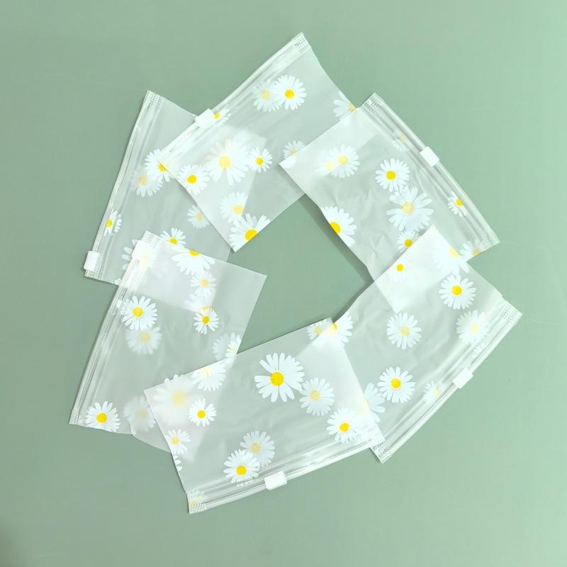 50/100Pcs Print Frosted Zipper Bags Transparent Plastic Storage Pouch Reusable Seal Bag For Jewelry Cosmetic Stationery