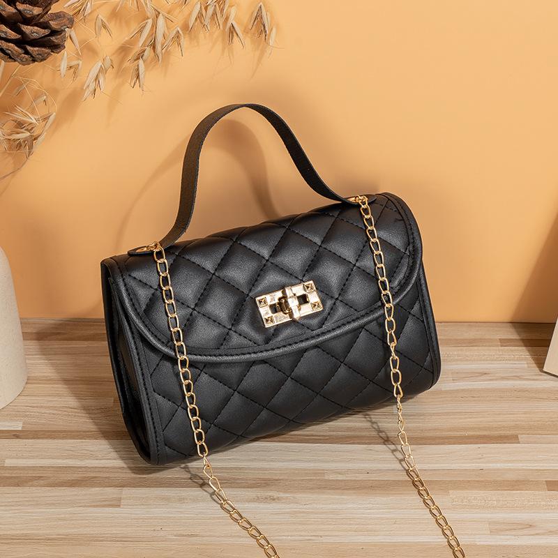 New embroidered rhombus small square bag, one shoulder portable messenger bag, and a printed rhombus chain women's bag.