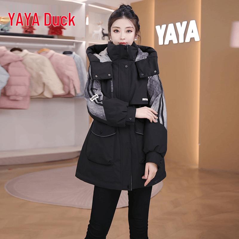 

Женская пуховая парка средней длины с капюшоном M