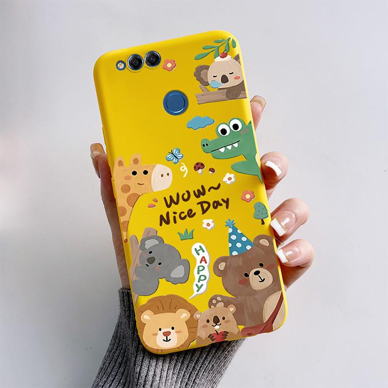 For Honor 7X Case Matte Cover Honor7X 7 X Soft Silicone Cute Cat Cartoon Case For Huawei Honor 7X BND-L21 BND-L22 BND-L24 Coque