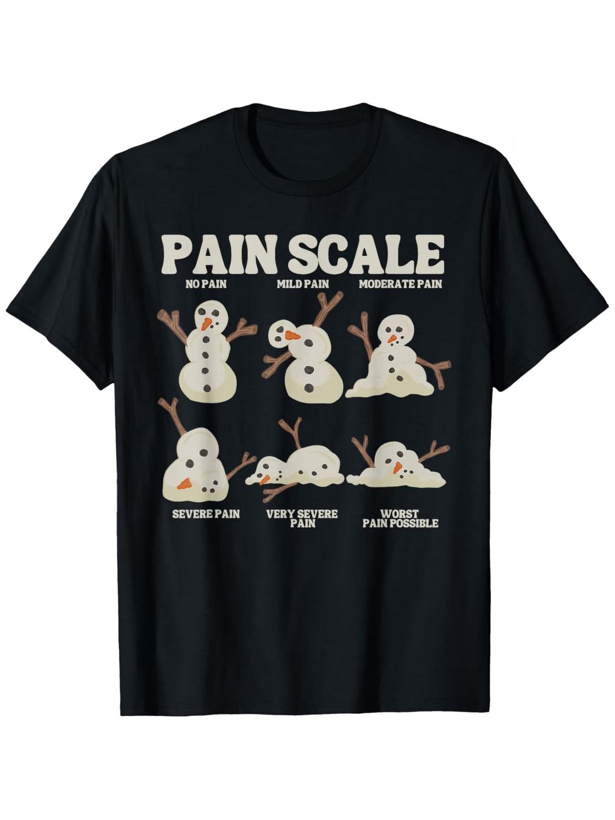 Funny Pain Scale Snowman Nurse Christmas T-Shirt - 100% Cotton Short Sleeve Humo 2XL