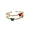 Four Leaf Cloverbracelet Love Bracelet Butterfly Bracelet Bear Bracelet Double Zirconia Bracelet Opening Adjustable Women's Bracelet
