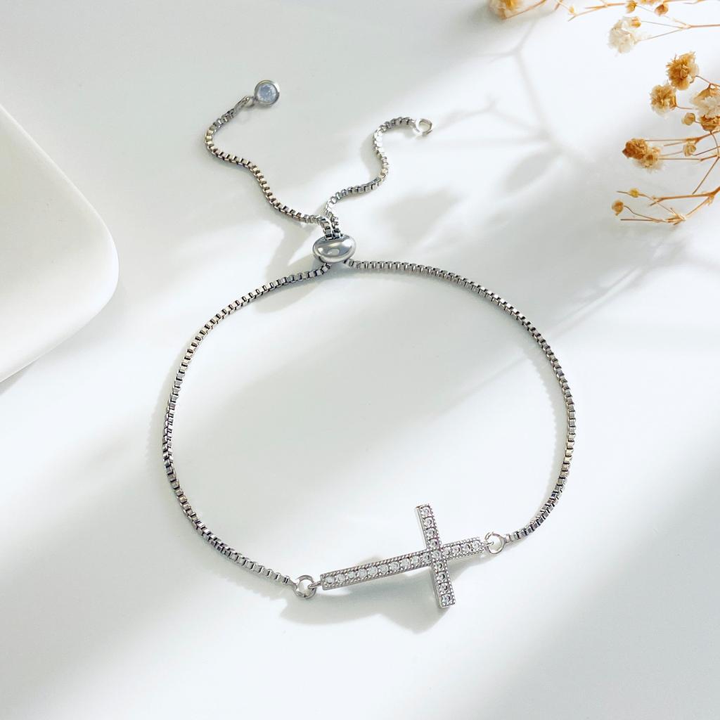 High quality fashion diamond cross bracelet female personality temperament full diamond pull-out bracelet Internet celebrity bracelet wholesale