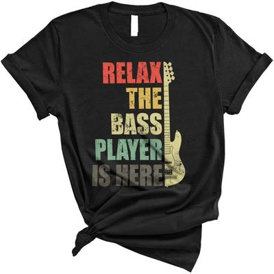 Vintage Relax The Bass Player is Here Lustiges Unisex-T-Shirt für Gitarrenliebhaber und Teammitglieder