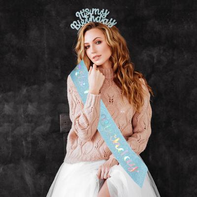 2ks/sada Ženy Všechno nejlepší k narozeninám Korunka přes rameno Sada štrasových čelenek Moje narozeninová šerpa Tiara Dívčí večírky Favor