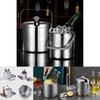 Stainless Steel Ice Bucket Double Layer Cooler For Bar Lounge Party And Wine Storage