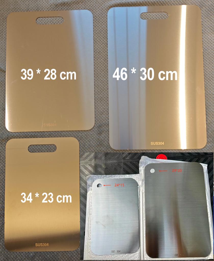 304 Stainless Steel 5 Size Thickened Chopping Board Cutting Board Antibacterial Mildew-proof Kneading Dough Board Kitchen