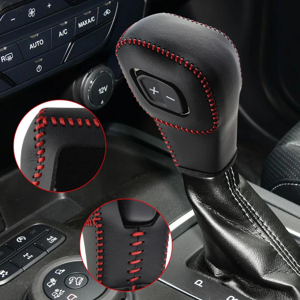 Leather Car Gear Shift Knob Cover for Ford Everest Ranger 2020 2025 2025 AT Automatic Gear Head Collars Accessories
