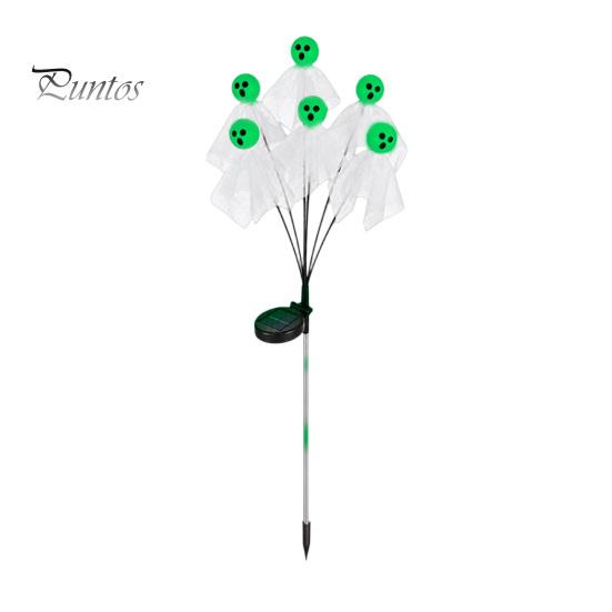 Neon Green LED Pathway Lights Halloween Swaying Ghost Outdoor Decorations, Solar Powered Stake Light, 6 LEDs Yard Signs Lights, Waterproof Garden with