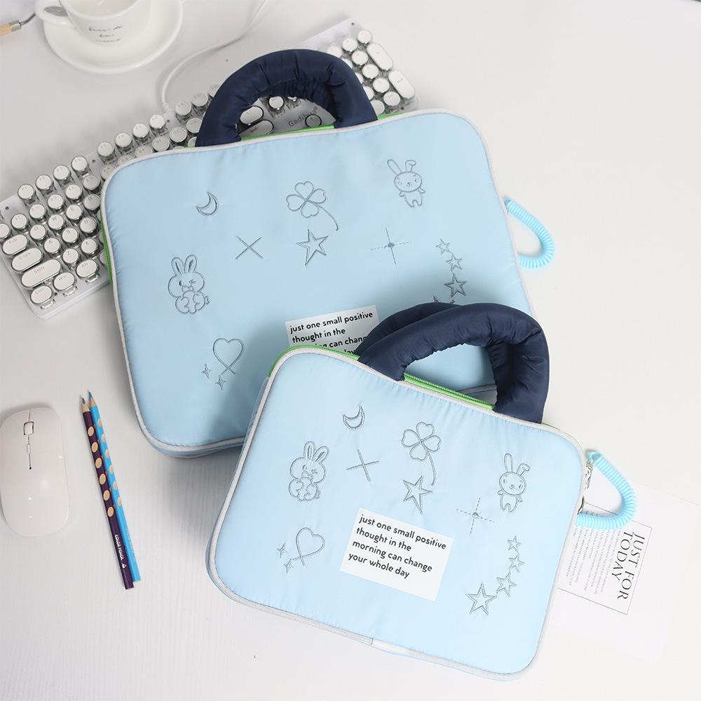 14-Zoll Damen-Laptoptasche mit Stickerei, stoßfest für 11" iPad/16" Notebook, modische Space-Baumwolle