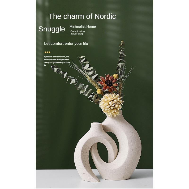 Nordic Ceramic White Vase Ins Style Creative Flowerpot Flower Arrangement Simple High Sense Wholesale European Entry Lux
