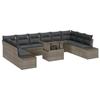 VidaXL 11-Piece Garden Sofa Set with Grey Cushions In Poly Rattan 3349255