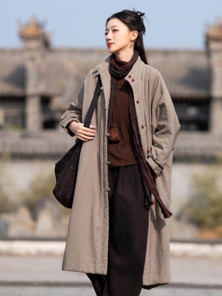 Johnature Frauen Chinesischen Stil Winter Parkas Einfarbig Taste Warme Mäntel Plus Baumwolle Frauen Vintage