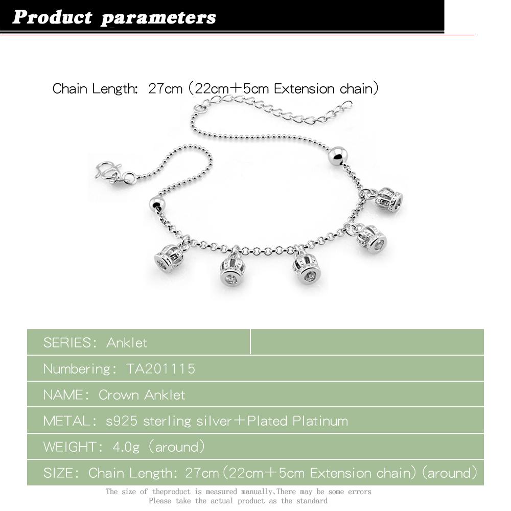 Frauen Mode 100 % 925 Silber Krone Anhänger Fußkettchen Bein Armbänder Fußkettchen Sommer Auf Die Bein Zubehör Schmuck